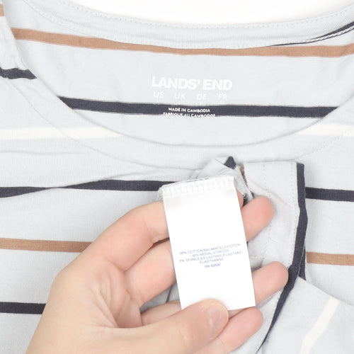 Lands' End Men's Multicoloured Striped Button Shoulder T-Shirt XL