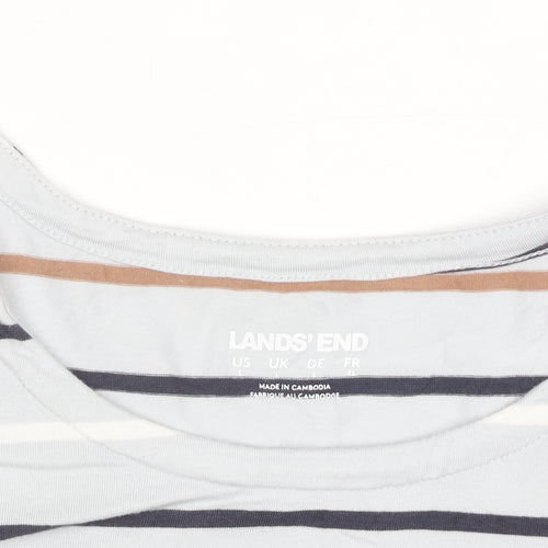 Lands' End Men's Multicoloured Striped Button Shoulder T-Shirt XL