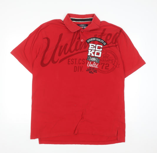 Ecko Unltd Men's Red XL Polo Shirt Classic Short Sleeve Cotton