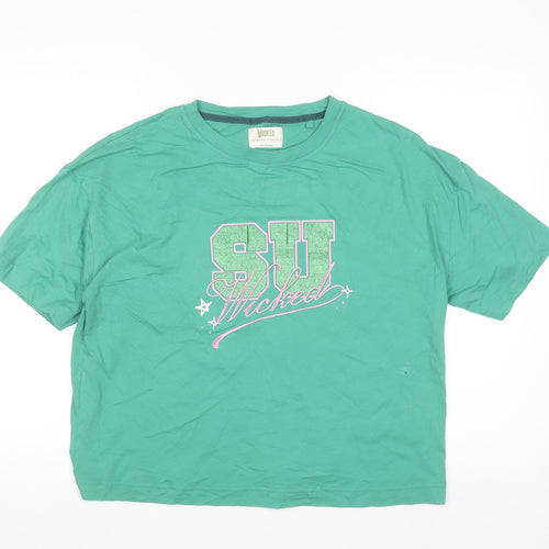 Marks and Spencer Women’s Green Cropped T-Shirt Wicked Print L