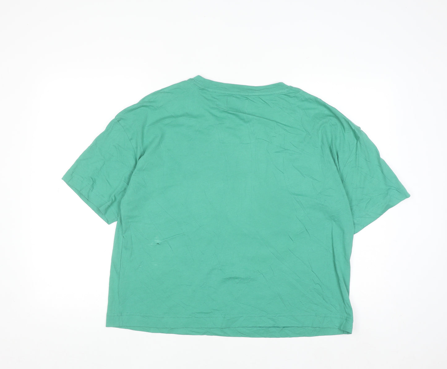 Marks and Spencer Women’s Green Cropped T-Shirt Wicked Print L