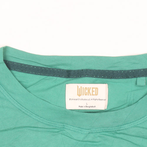 Marks and Spencer Women’s Green Cropped T-Shirt Wicked Print L