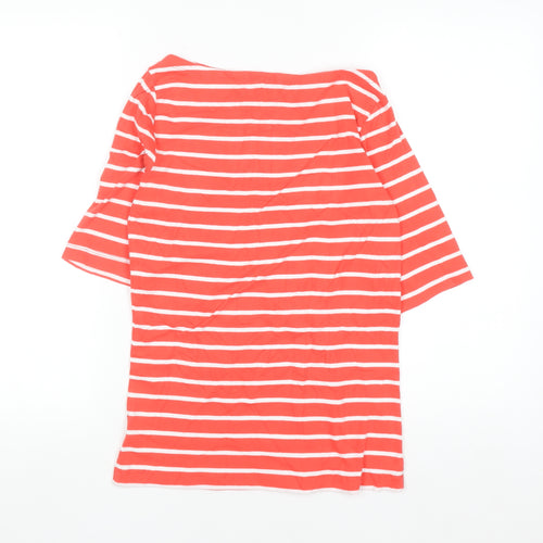 GAP Women Red White Striped Boat Neck 3/4 Sleeve Cotton T-Shirt M