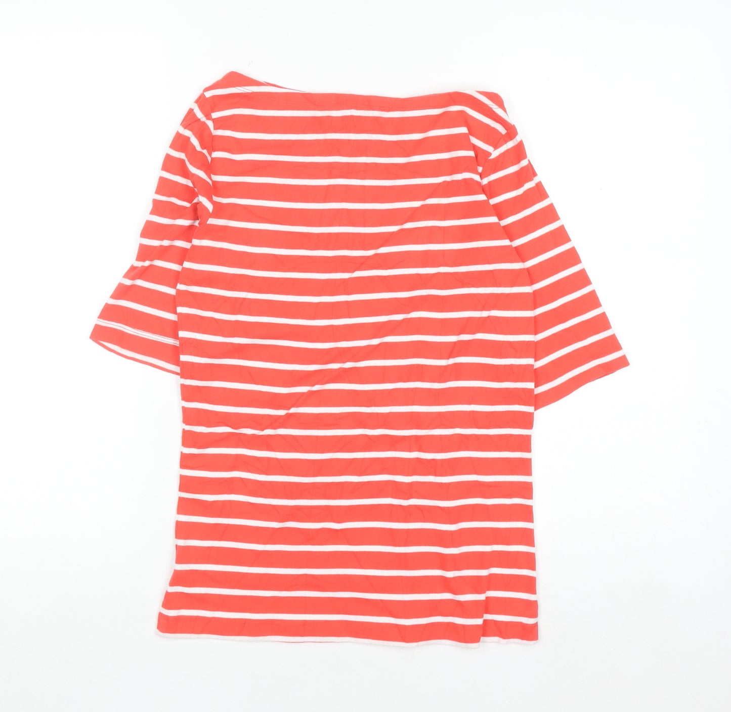 GAP Women Red White Striped Boat Neck 3/4 Sleeve Cotton T-Shirt M