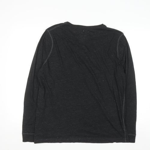 Jack Wills Men's Black Henley Long Sleeve Jersey Shirt XL
