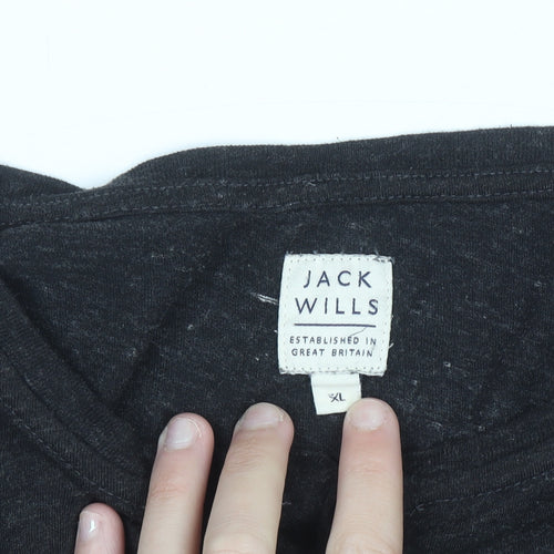 Jack Wills Men's Black Henley Long Sleeve Jersey Shirt XL