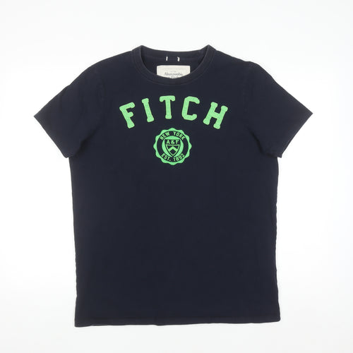 Abercrombie & Fitch Men's Blue 2XL Graphic Crew Neck Cotton T-Shirt