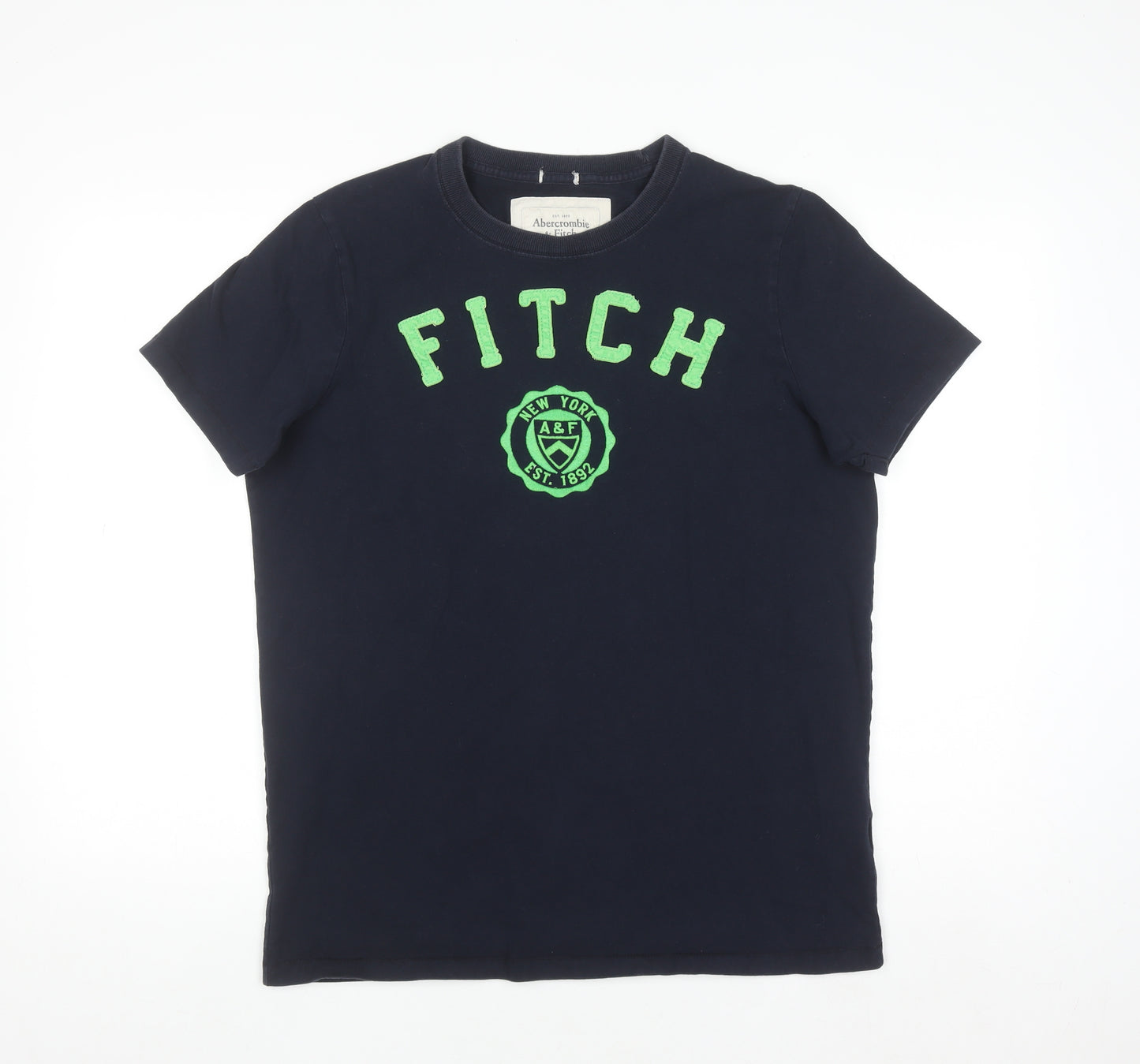 Abercrombie & Fitch Men's Blue 2XL Graphic Crew Neck Cotton T-Shirt