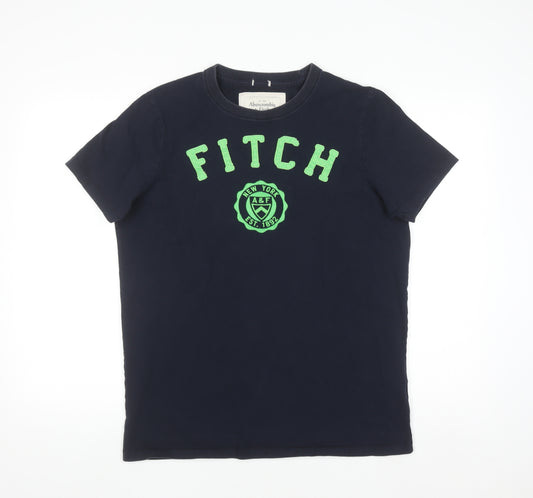 Abercrombie & Fitch Men's Blue 2XL Graphic Crew Neck Cotton T-Shirt