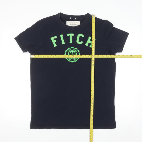 Abercrombie & Fitch Men's Blue 2XL Graphic Crew Neck Cotton T-Shirt