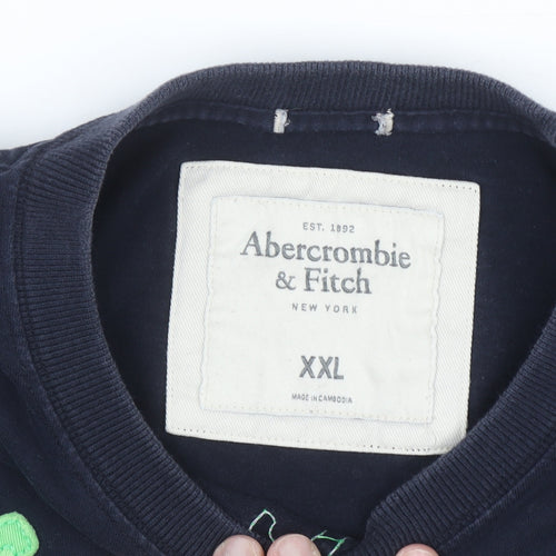 Abercrombie & Fitch Men's Blue 2XL Graphic Crew Neck Cotton T-Shirt