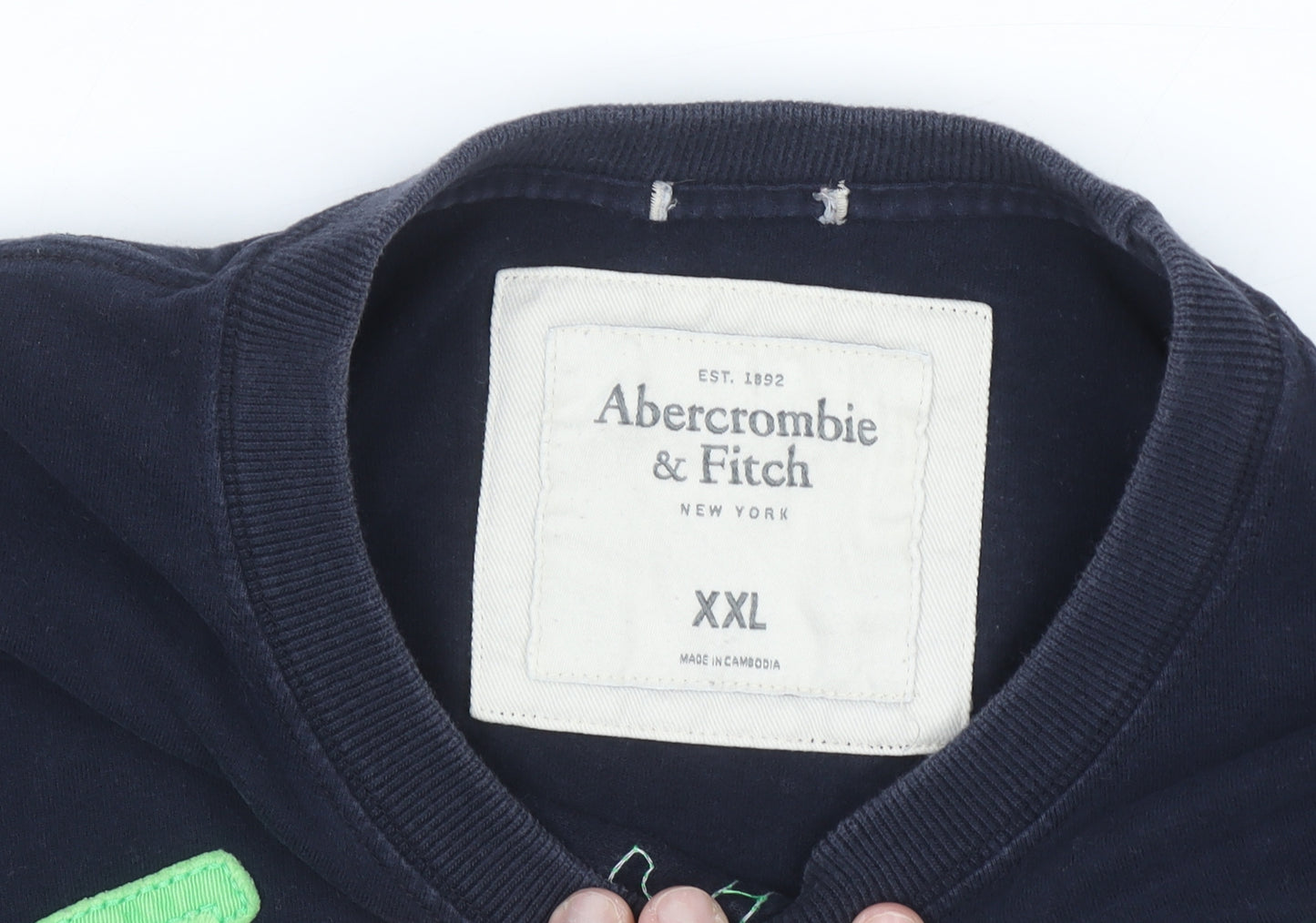 Abercrombie & Fitch Men's Blue 2XL Graphic Crew Neck Cotton T-Shirt