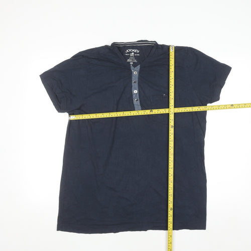 Jockey Men's Navy Blue Henley T-Shirt XL Cotton Short Sleeve