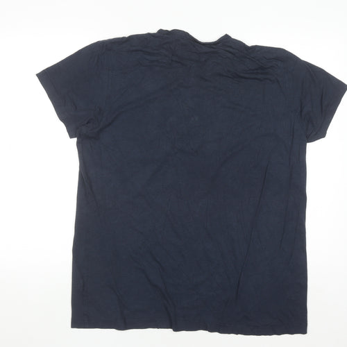Jockey Men's Navy Blue Henley T-Shirt XL Cotton Short Sleeve