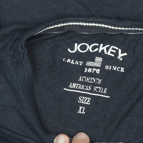 Jockey Men's Navy Blue Henley T-Shirt XL Cotton Short Sleeve