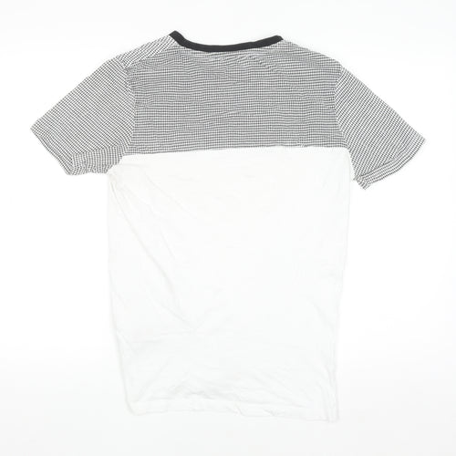 Fluid Men's Black and White Colourblock Crew Neck Cotton T-Shirt M