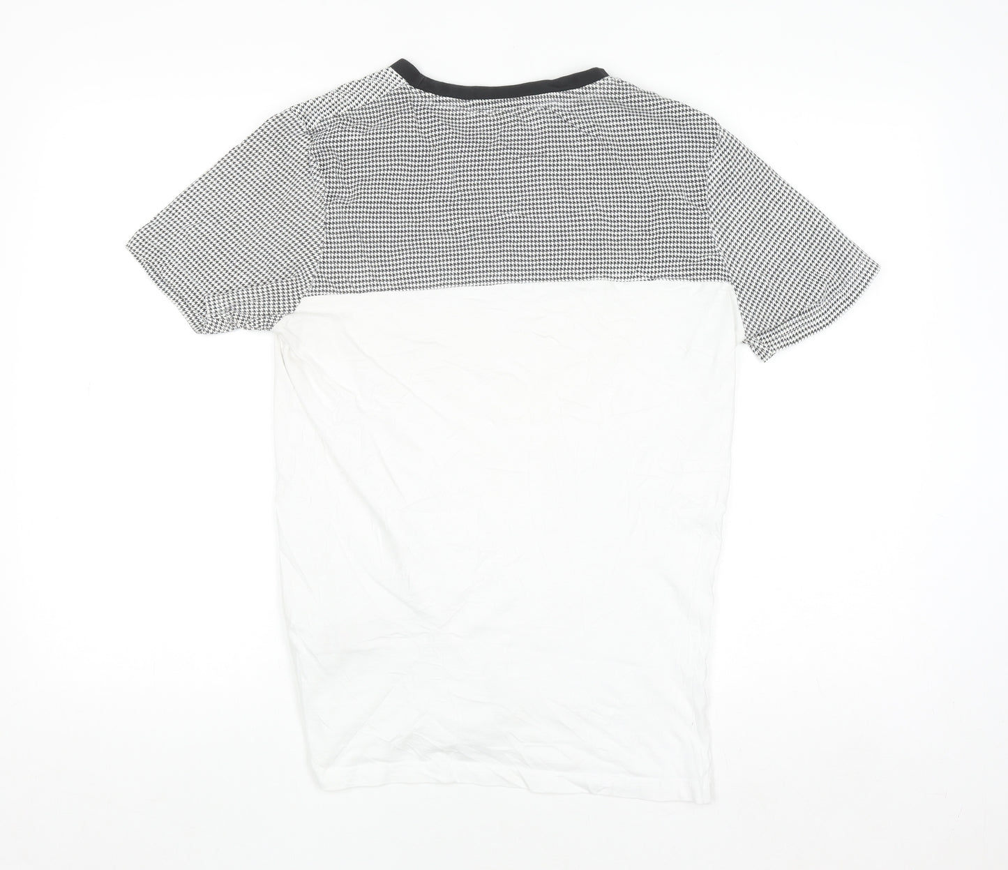 Fluid Men's Black and White Colourblock Crew Neck Cotton T-Shirt M