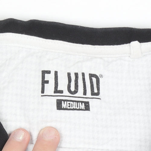 Fluid Men's Black and White Colourblock Crew Neck Cotton T-Shirt M