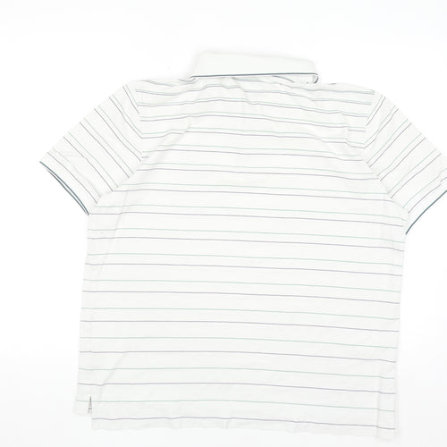Wimbledon Men's White Striped Cotton Polo Shirt L Regular Fit