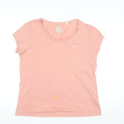 Jack Wills Women’s Pink Cotton Blend Short Sleeve T-Shirt UK 12