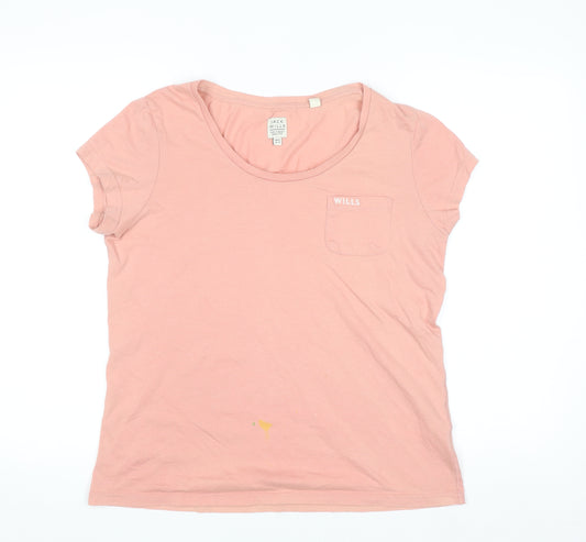 Jack Wills Women’s Pink Cotton Blend Short Sleeve T-Shirt UK 12