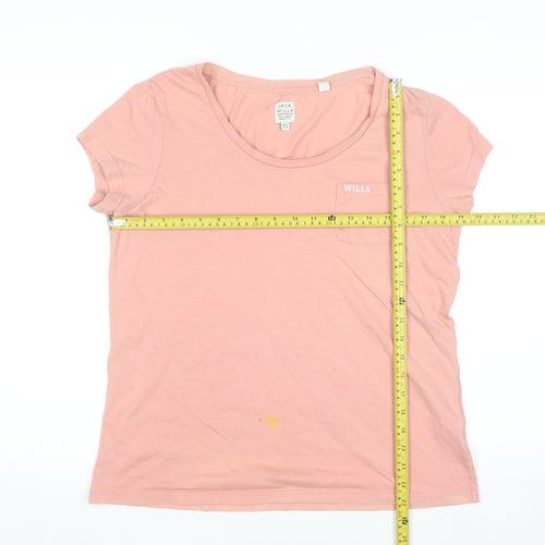 Jack Wills Women’s Pink Cotton Blend Short Sleeve T-Shirt UK 12