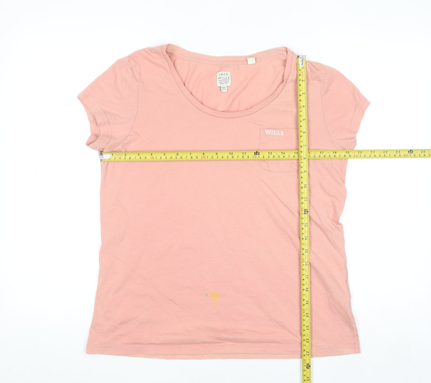 Jack Wills Women’s Pink Cotton Blend Short Sleeve T-Shirt UK 12