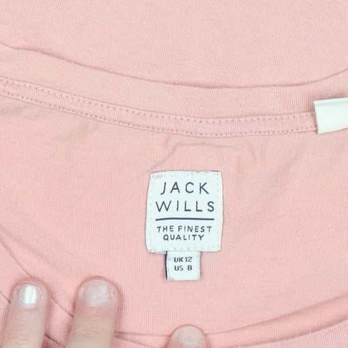 Jack Wills Women’s Pink Cotton Blend Short Sleeve T-Shirt UK 12