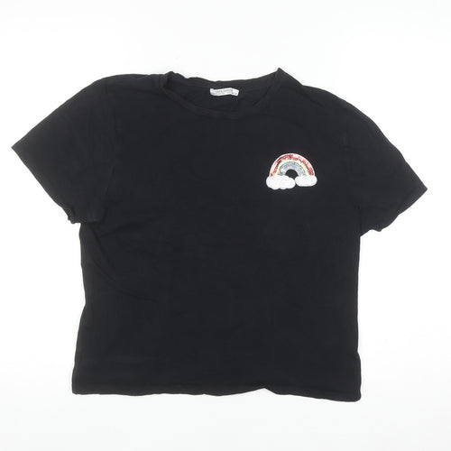 Zara Trafaluc Women's Black Sequin Rainbow T-Shirt Size L