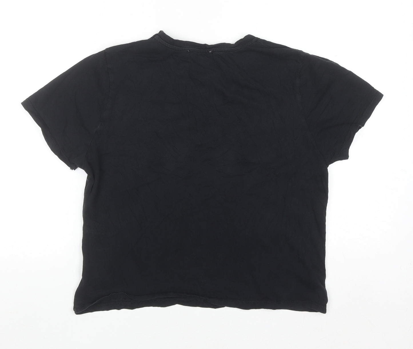 Zara Trafaluc Women's Black Sequin Rainbow T-Shirt Size L