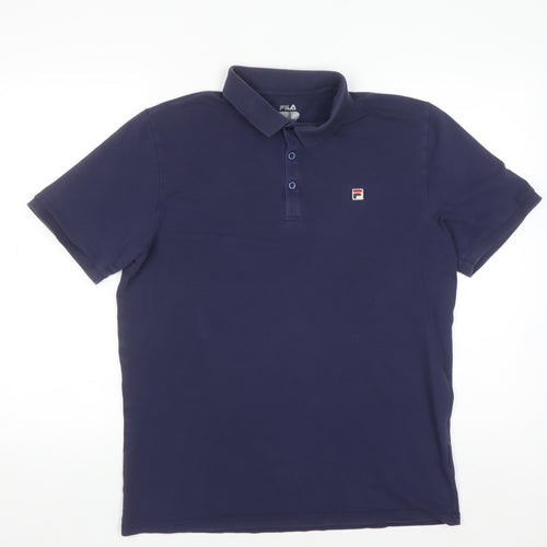 Fila Men's Blue Cotton Blend Short Sleeve Polo Shirt M