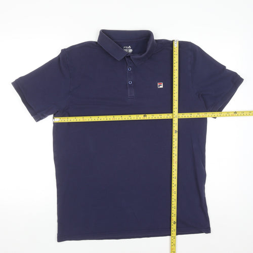 Fila Men's Blue Cotton Blend Short Sleeve Polo Shirt M