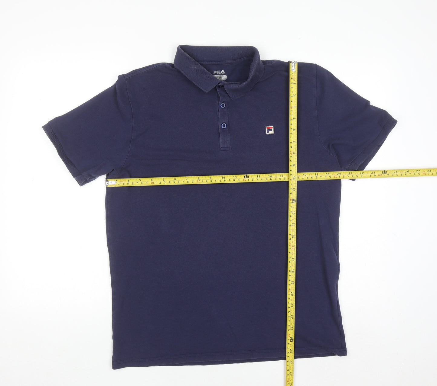 Fila Men's Blue Cotton Blend Short Sleeve Polo Shirt M