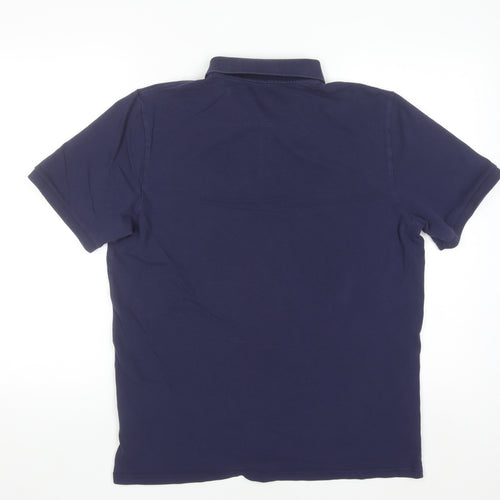 Fila Men's Blue Cotton Blend Short Sleeve Polo Shirt M