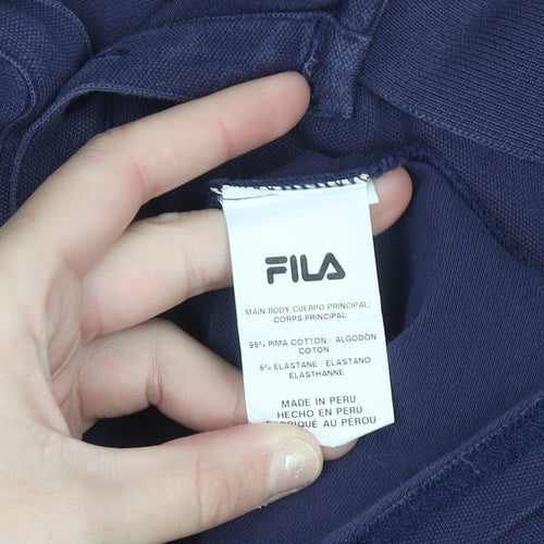 Fila Men's Blue Cotton Blend Short Sleeve Polo Shirt M