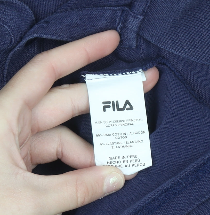 Fila Men's Blue Cotton Blend Short Sleeve Polo Shirt M
