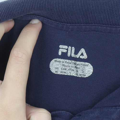 Fila Men's Blue Cotton Blend Short Sleeve Polo Shirt M