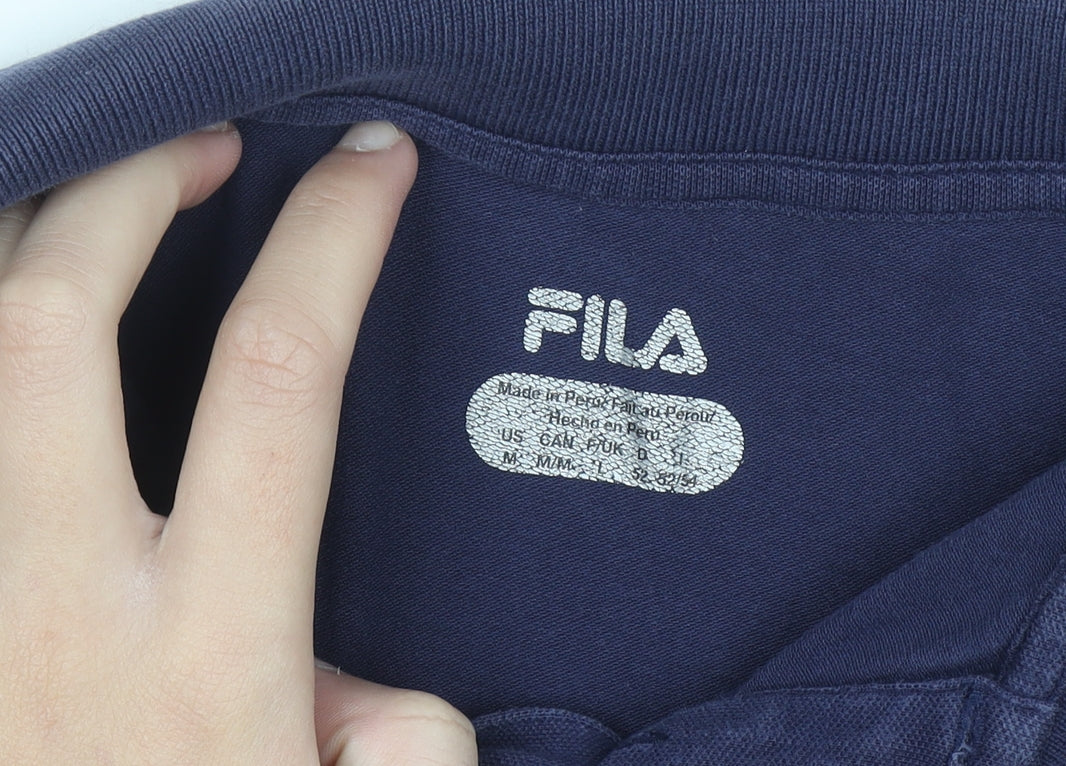 Fila Men's Blue Cotton Blend Short Sleeve Polo Shirt M