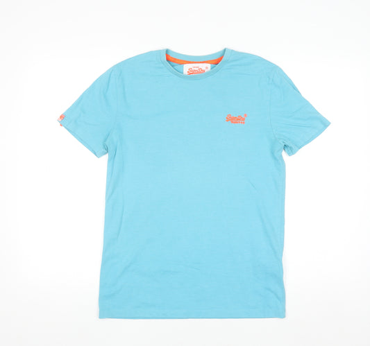 Superdry Men's Blue Short Sleeve Cotton Blend Crew Neck T-Shirt Size S