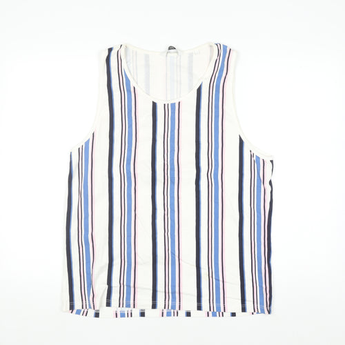 Next Men’s Multicoloured Striped Cotton Sleeveless Regular Fit Top L