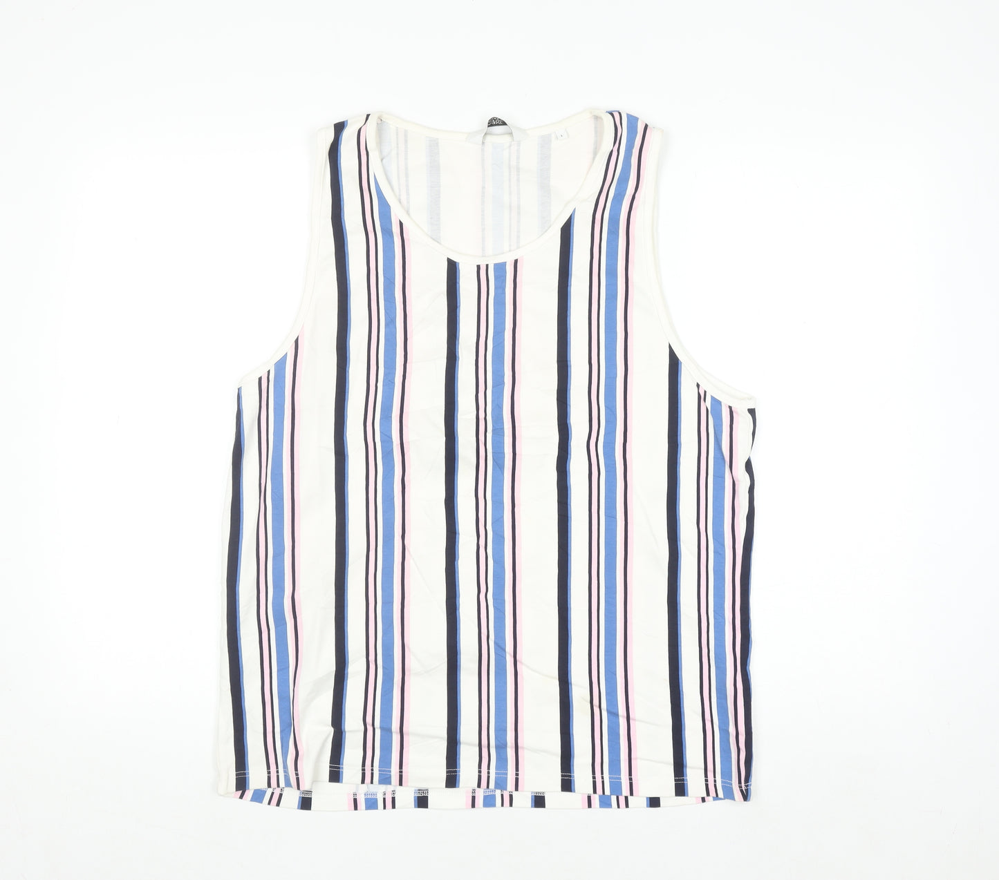 Next Men’s Multicoloured Striped Cotton Sleeveless Regular Fit Top L