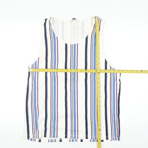 Next Men’s Multicoloured Striped Cotton Sleeveless Regular Fit Top L