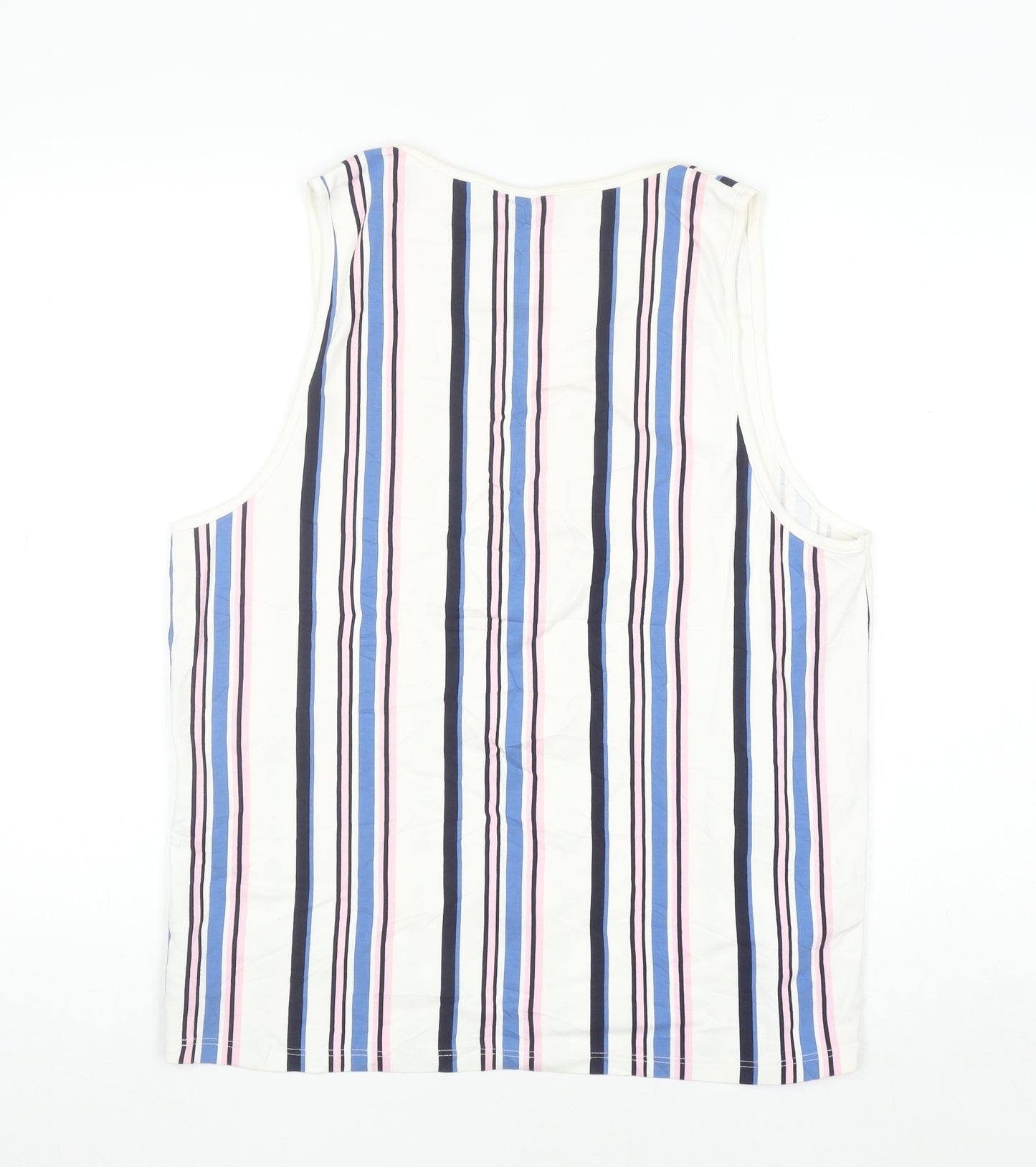Next Men’s Multicoloured Striped Cotton Sleeveless Regular Fit Top L