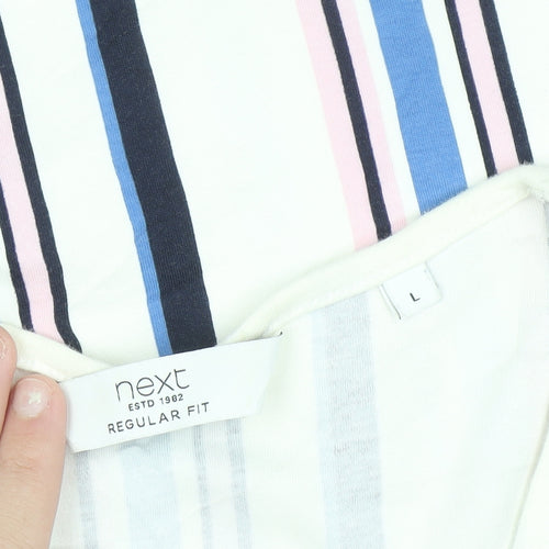 Next Men’s Multicoloured Striped Cotton Sleeveless Regular Fit Top L