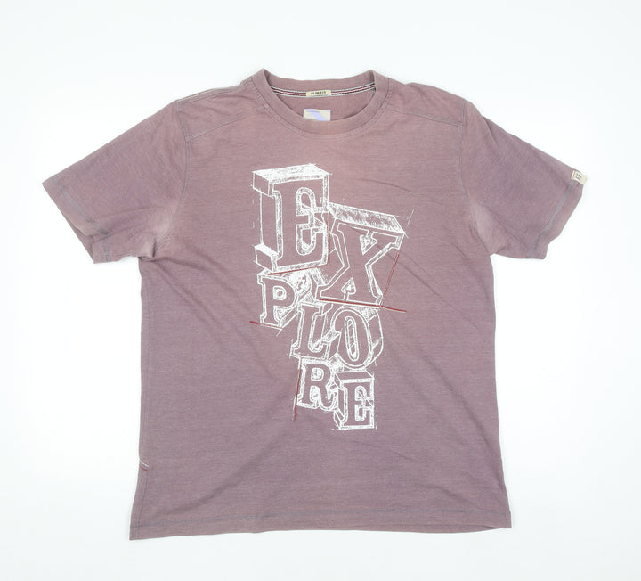 Fat Face Men's Purple Explorer Slim Fit Graphic T-Shirt Size L