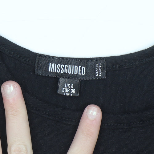 Missguided Women Black Skater Dress Size 8 Sleeveless Scoop Neck