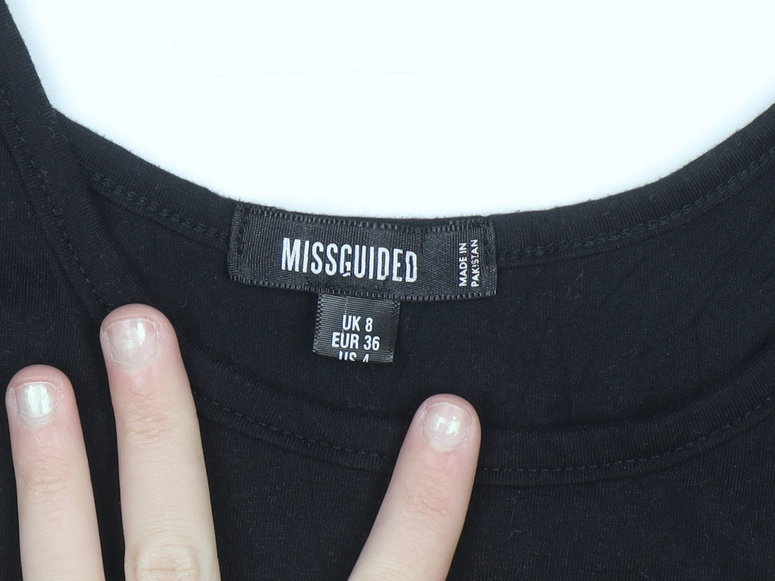 Missguided Women Black Skater Dress Size 8 Sleeveless Scoop Neck