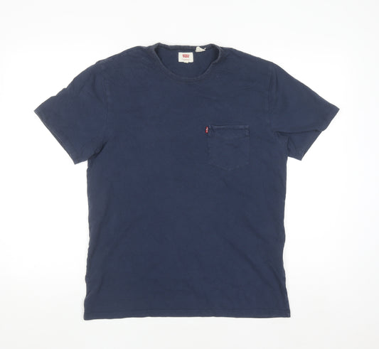 Levi's Men's Navy Blue Cotton Crew Neck Short Sleeve T-Shirt Size M