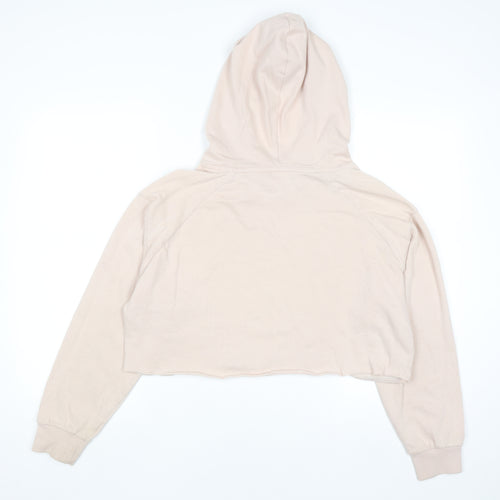 Victoria's Secret PINK Womens Beige Cropped Hoodie M Drawstring Logo