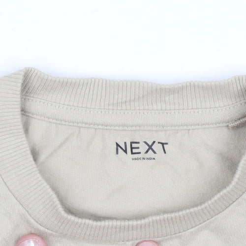 Next Boys Beige Camouflage Zip Detail T-Shirt 10 Years Cotton Casual
